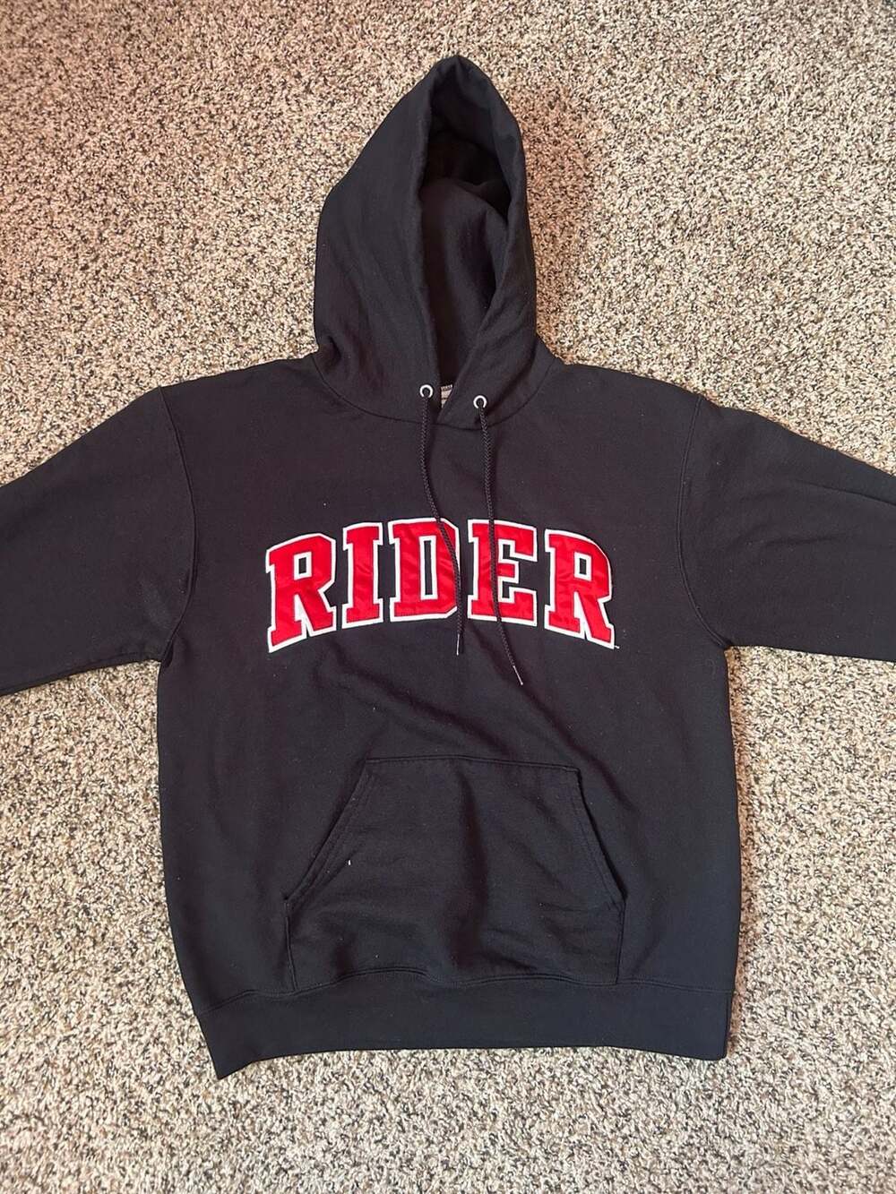 Champion Rider University Black Pullover Hoodie Sweatshirt Medium